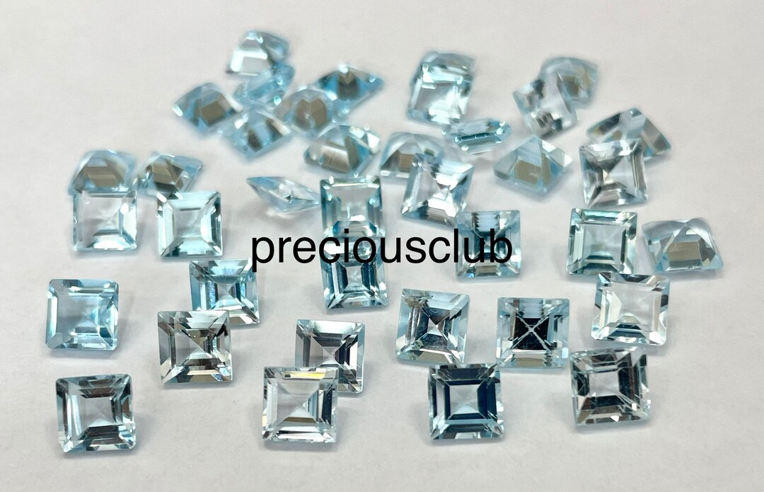 Buy Natural Sky Blue Topaz Square Cut 3mm Faceted Loose Topaz AAA ...