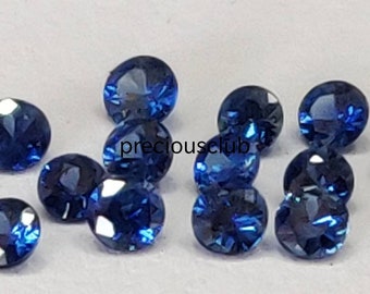 Solo zaffiro blu naturale riscaldato da 1,5 mm, taglio brillante rotondo sfaccettato, QUALITÀ AAA