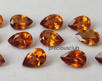 100 Stück Großhandelsmenge Natürliche Hessonit Orange Granat Birne 3 x 5 mm bis 7 x 10 mm facettiert - AAA Qualität lose Hessonit Orange Granat Birne