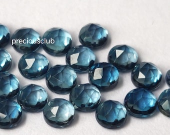 Natural London Blue Topaz Round Rose Cut 5mm Faceted - Loose Topaz AAA High Quality