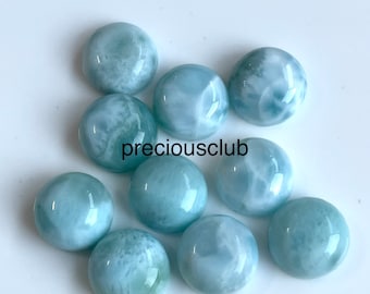 Cabujón redondo de larimar natural de 6 mm: cabujón redondo de larimar suelto