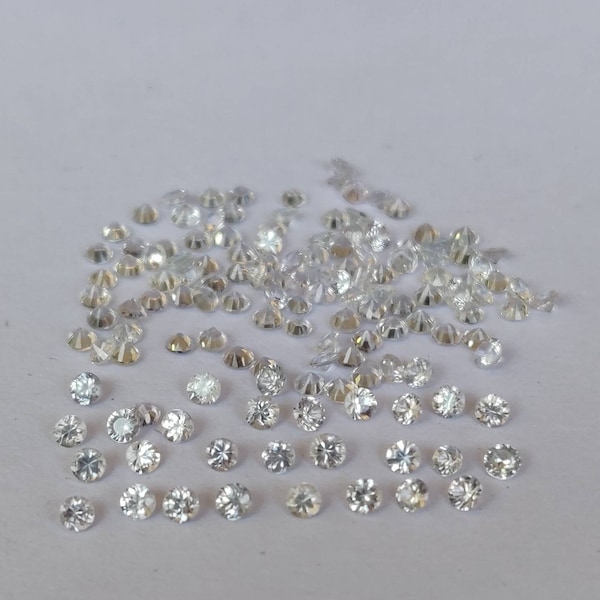Natural White Sapphire 1.25 mm Round Brilliant Faceted cut AAA QUALITY