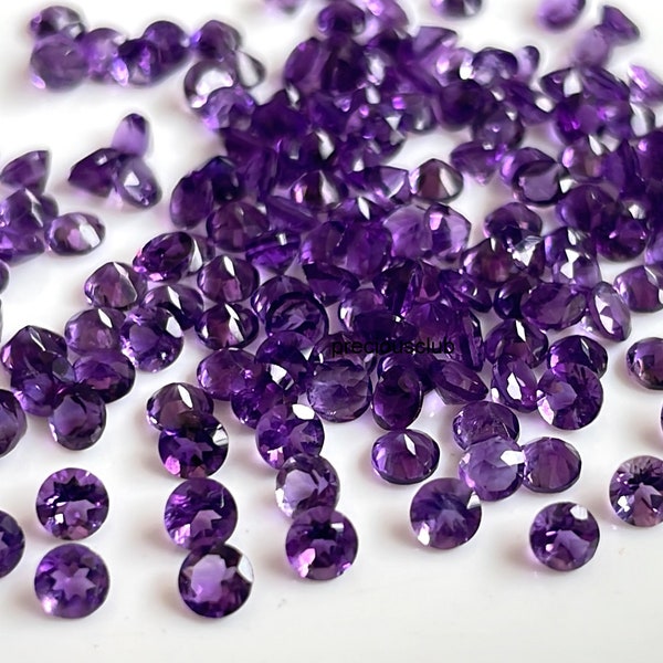 Natural Amethyst Round 2mm Faceted - Loose Amethyst AAA Top Quality