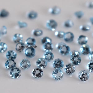 Natural Swiss Blue Topaz Round cut 2mm Faceted - Loose Topaz AAA+ Quality