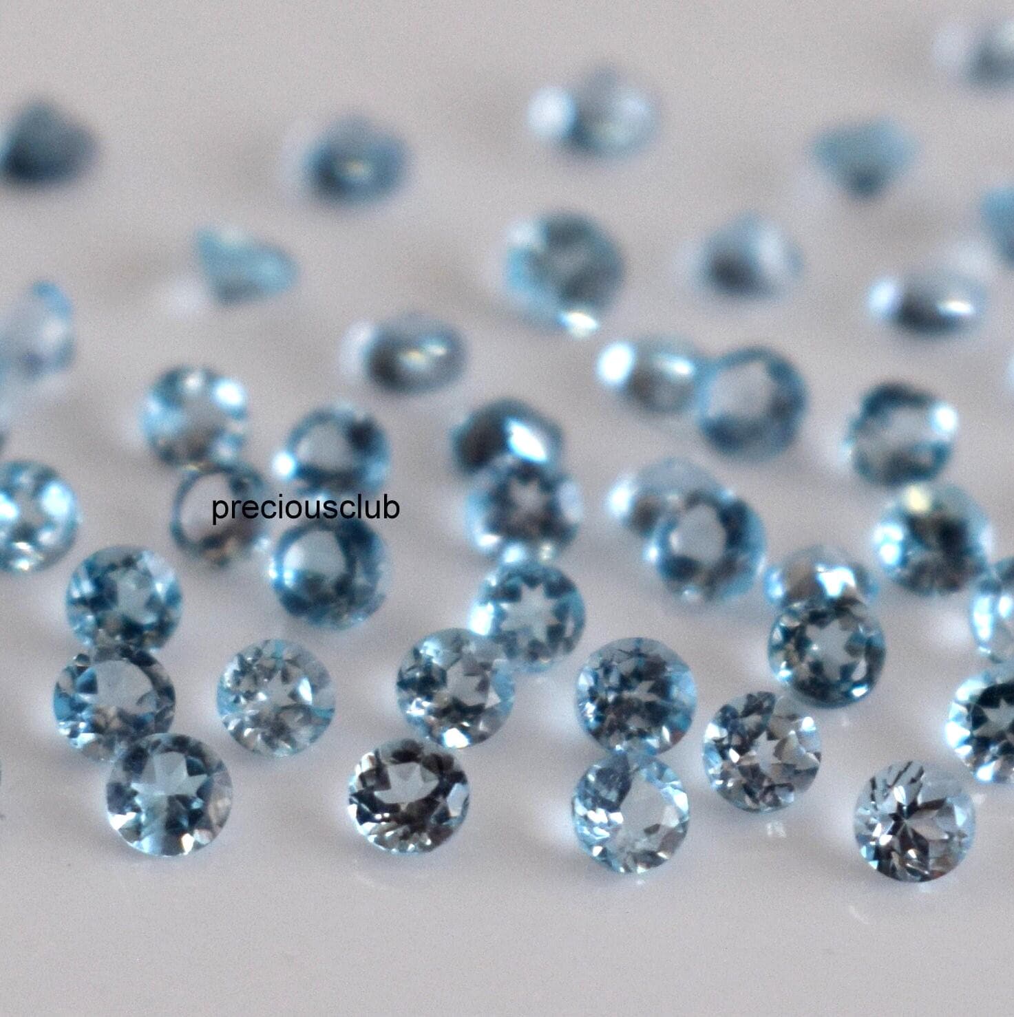 Natural Swiss Blue Topaz Round cut 2mm Faceted - Loose Topaz AAA+ Quality