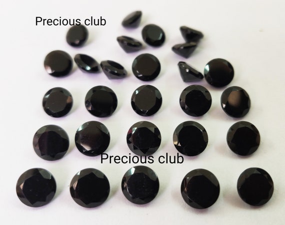 Natural Black Spinal Faceted Cut Round Black Color Loose Gemstone 1mm to 10mm