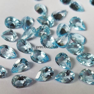 Natural Sky Blue Topaz Pear 4x6mm Faceted - Loose Topaz AAA High Quality