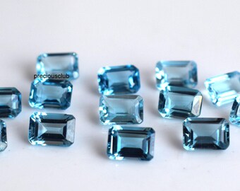 Natural Swiss Blue Topaz Octagon cut 4x6mm Faceted - Loose topaz AAA+ Quality