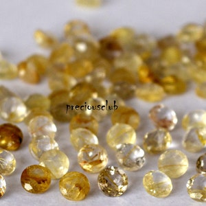 Natural Golden Rutile Quartz 4 mm Round Faceted - Loose Golden Rutile Quartz AAA Quality