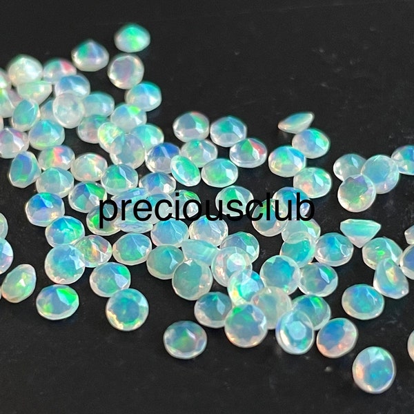 Natural Ethiopian Faceted cut Opal Round 3mm , AAA Quality,Top Fiery Flash Ethiopian Opal