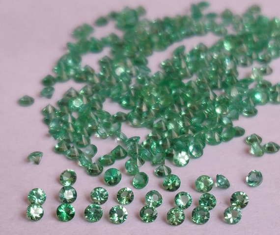 Todo calibrado Diamante Corte Natural Top Verde Esmeralda ENGARZADA Granate Piedras Preciosas 