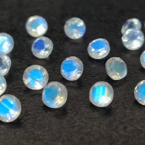 100 pc Wholesale lot of  Natural Rainbow Moonstone Round 2mm to 6mm Faceted AAA Quality -Top Blue Flashy AAA Rainbow Moonstone Faceted