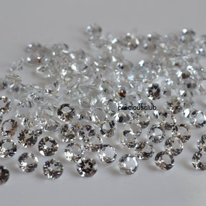Natural White Topaz Round cut 3 mm Faceted Loose Round Faceted White Topaz AAA Quality image 1