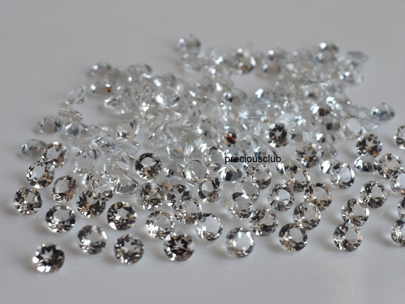 Natural White Topaz Round cut 3 mm Faceted Loose Round Faceted White Topaz AAA Quality image 1