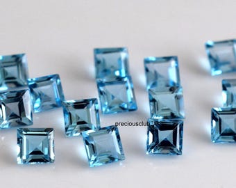 天然スイスブルートパーズ スクエアカット 5mm ファセットカット