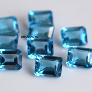 Natural Swiss Blue Topaz Octagon 8x10mm Faceted - Loose topaz AAA+ Quality