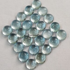 Natural 7mm Aquamarine Round Cabochon AAA Quality - Loose Aquamarine