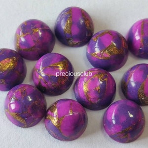 Purple Copper Turquoise Round Cabochon Flat Back 3mm,4,5,6,7,8,9,10,11,12-AAA Quality