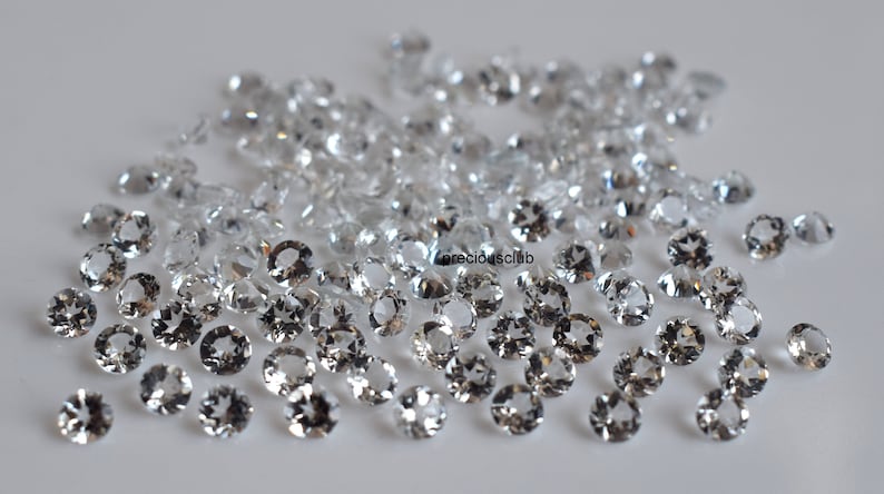 Natural White Topaz Round cut 3 mm Faceted Loose Round Faceted White Topaz AAA Quality image 3