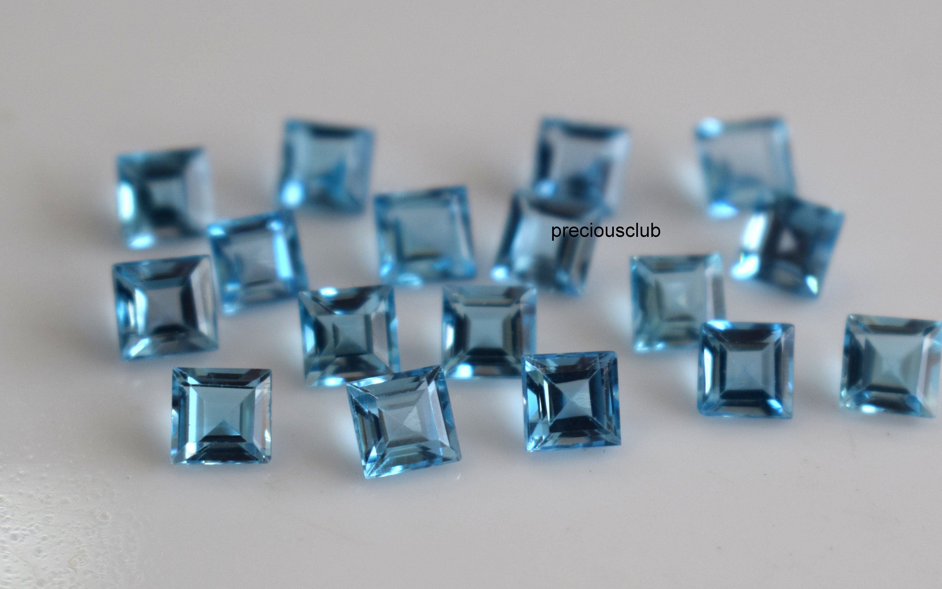 天然スイスブルートパーズ スクエアカット 5mm ファセットカット 