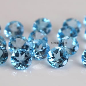 Natural Swiss Blue Topaz Round cut 6mm Faceted - Loose Topaz AAA+ Quality