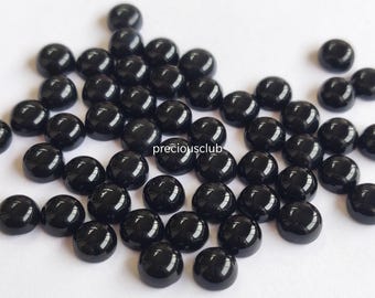 Natural Black Onyx 8mm Round Cabochon - Loose Black Onyx AAA Quality