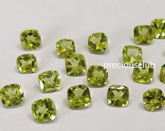 Peridoto Natural Talla Cojín 6 mm Facetado - Peridoto Suelto Calidad AAA
