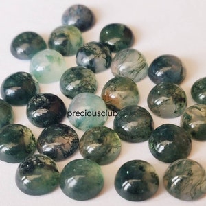 100 pc wholesale lot Natural AAA Quality Moss Agate 3mm To 8mm Round Cabochon Top Quality