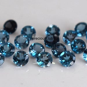 Natural London Blue Topaz Round Cut 7mm Faceted - Loose Topaz AAA High Quality