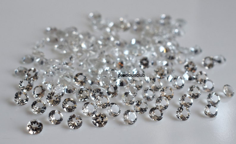 Natural White Topaz Round cut 3 mm Faceted Loose Round Faceted White Topaz AAA Quality image 2