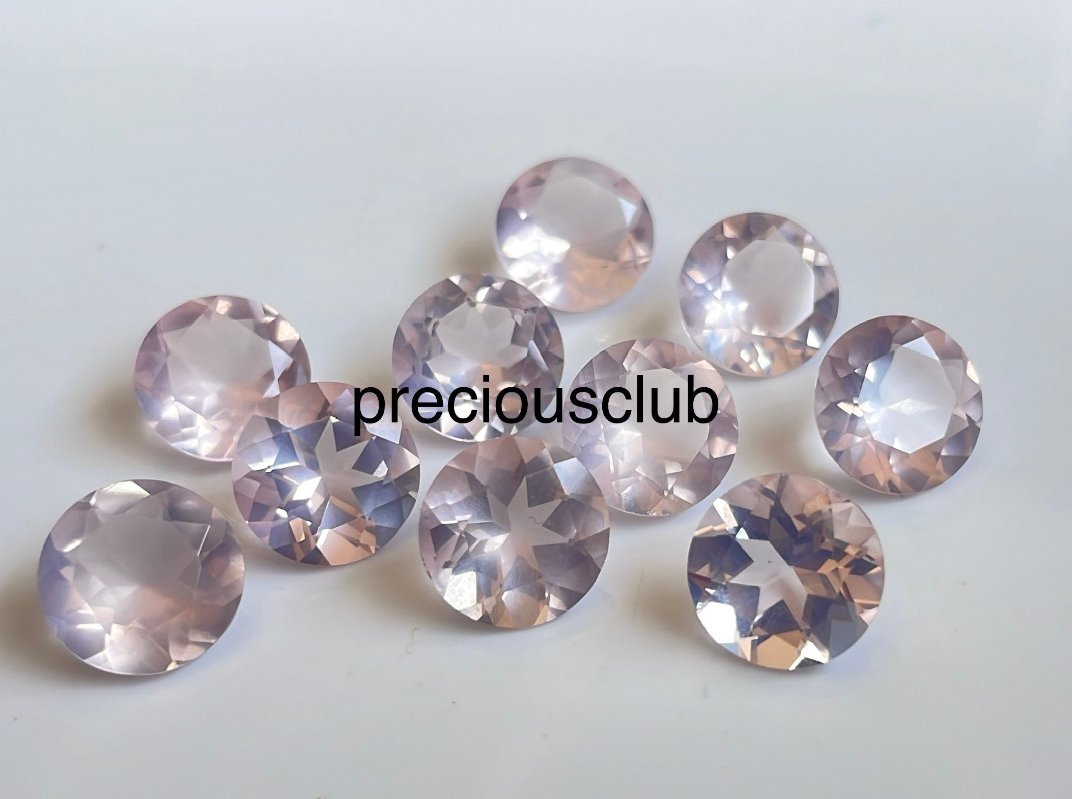 天然ピンクローズクォーツ 10 mm ラウンドファセット AAA品質 - ルース