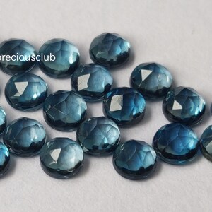 Natural London Blue Topaz Round Rose Cut 6mm Faceted - Loose Topaz AAA High Quality