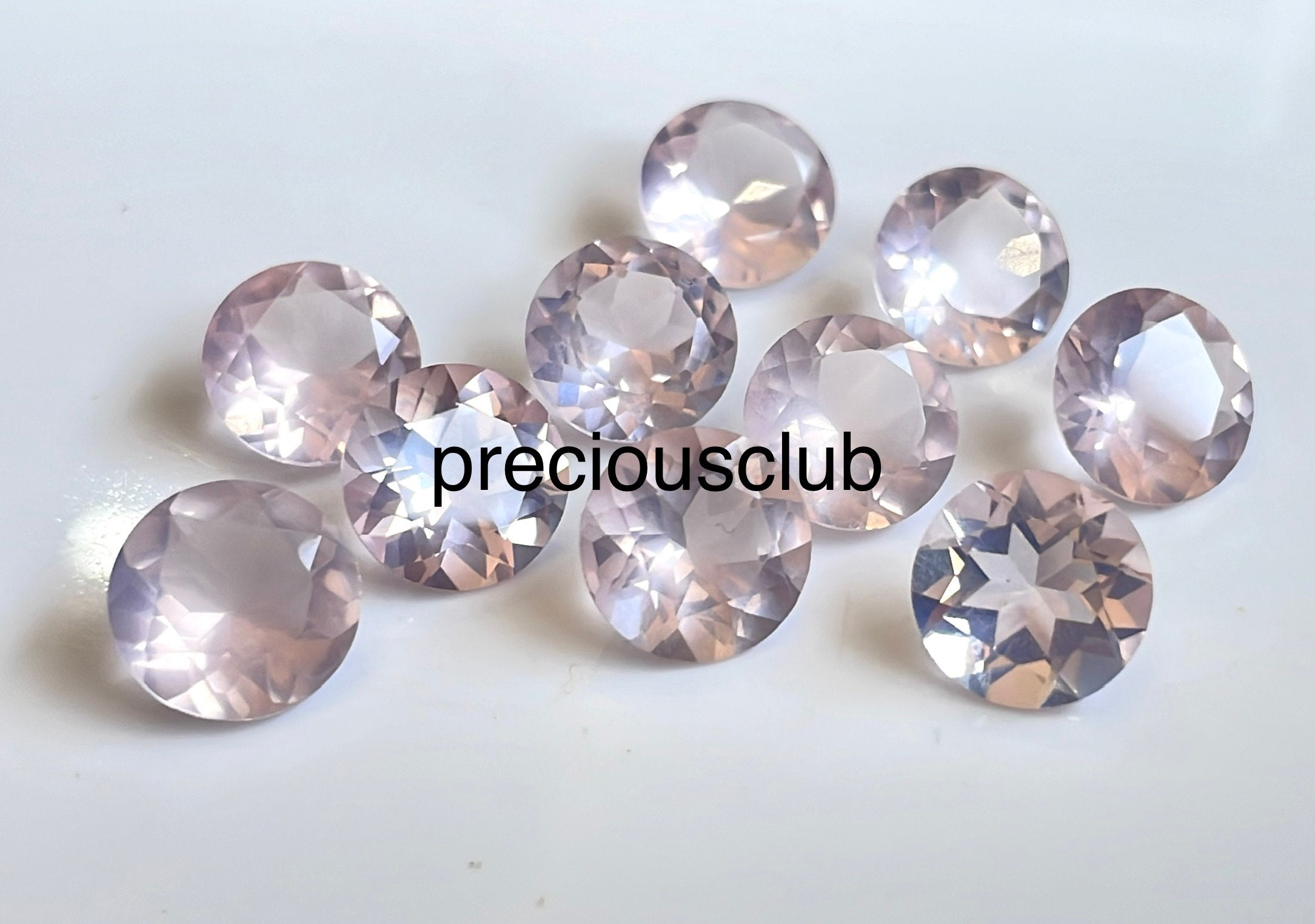 天然ピンクローズクォーツ 10 mm ラウンドファセット AAA品質 - ルース