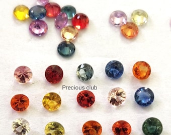 Natural only heated Multicolor sapphire 2.50mm Round Brilliant cut aaa quality