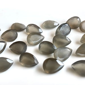 100 Pc wholesale lot of Natural Grey Moonstone 4x6mm TO 8x12MM Pear Faceted AAA Quality- Grey Moonstone Pear Faceted