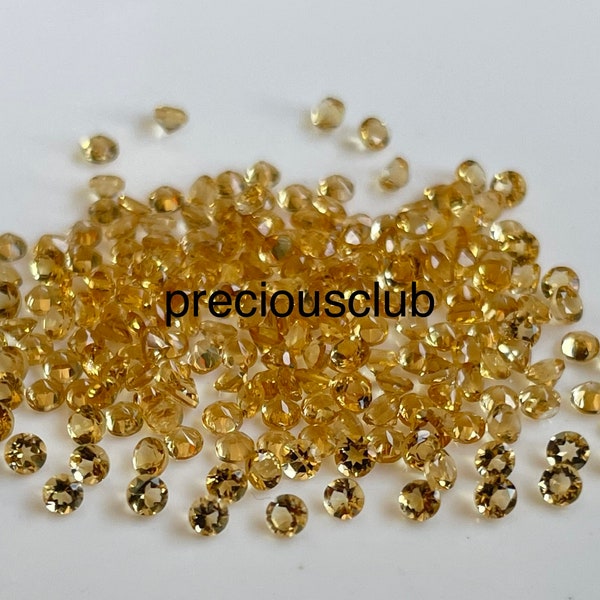 Natural Yellow Citrine Round 2mm Faceted - Loose Citrine AAA Top Quality