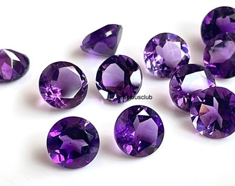 Natural Amethyst Round 8mm Faceted - Loose Amethyst AAA Top Quality