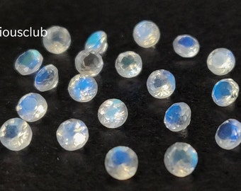 Naturalny tęczowy kamień księżycowy, okrągły, fasetowany, 4 mm, jakość AAA - Top Blue Shiny AAA, tęczowy kamień księżycowy, fasetowany, jakość AAA