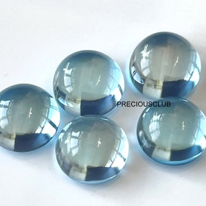 Natural Sky Blue Topaz Round 10mm Cabochon - Loose Topaz AAA High Quality