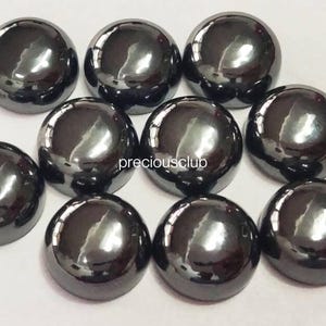 天然ヘマタイトラウンドフラットバックカボション 2 mm～10 mm AAA品質 - ルースヘマタイトラウンドフラットバック