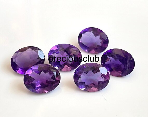 天然アメジスト オーバル 10 x 12 mm ファセットカット - AAA 最高品質 