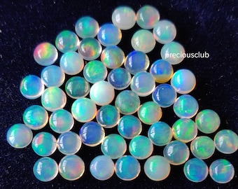 Cabochão redondo de opala etíope natural de 8 mm de qualidade AAA - excelente cabochão redondo de opala etíope multifogo