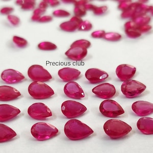 Rubin Glas gefüllte Birne 5 x 7 mm facettiert AAA-Qualität - loser Rubin