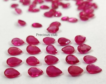 Pêra com enchimento de vidro rubi 5 x 7 mm facetada qualidade AAA - rubi a granel