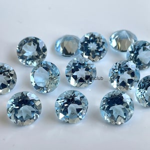 Natural Sky Blue Topaz Round Cut 8mm Faceted - Loose Topaz AAA High Quality