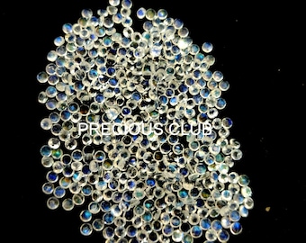 Natural Rainbow Moonstone Round cut 2mm Faceted -Good Blue Flashy AA Quality