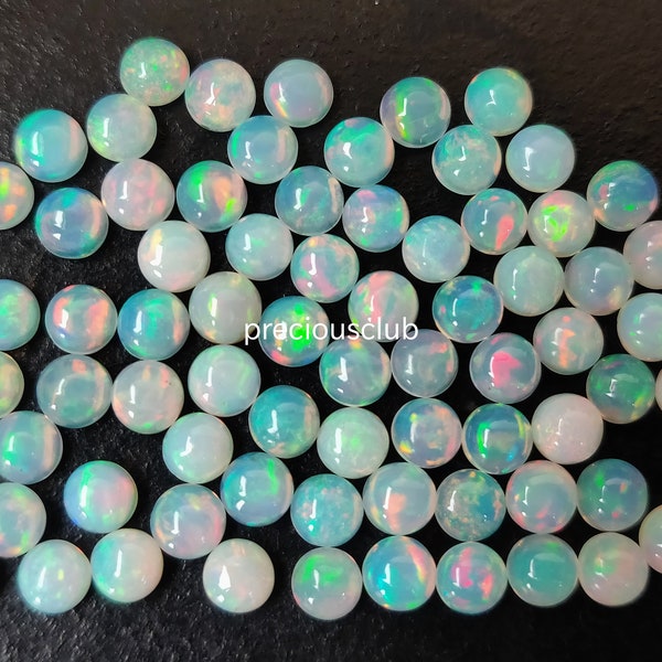 Natural Ethiopian Opal Round 4mm Cabochon AAA Quality-Superb Multifire Quality Opal Round Cabochon