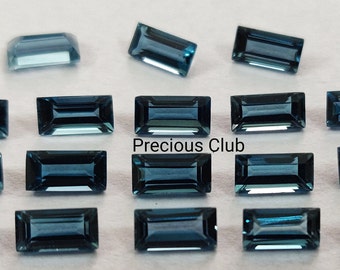 Natural London Blue Topaz Baguette 2x4 Faceted - Loose topaz AAA High Quality