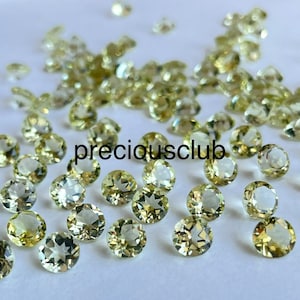 Natural Lemon Quartz Round Faceted 5mm AAA Quality - Good Color Lemon Quartz Round Faceted