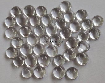 Natural White Topaz Round  3 mm Cabochon - AAA Quality